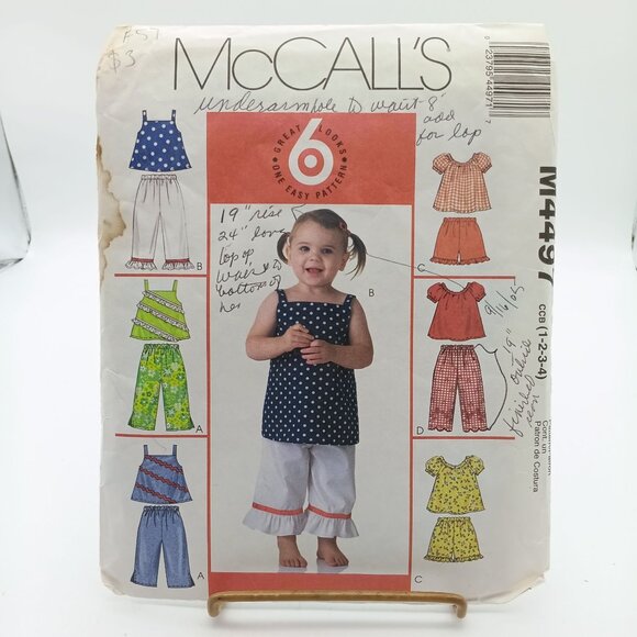 Vintage Sewing PATTERN McCalls M4497, Toddlers 2004 Top Pants and Shorts, 6 Grea - Picture 1 of 2